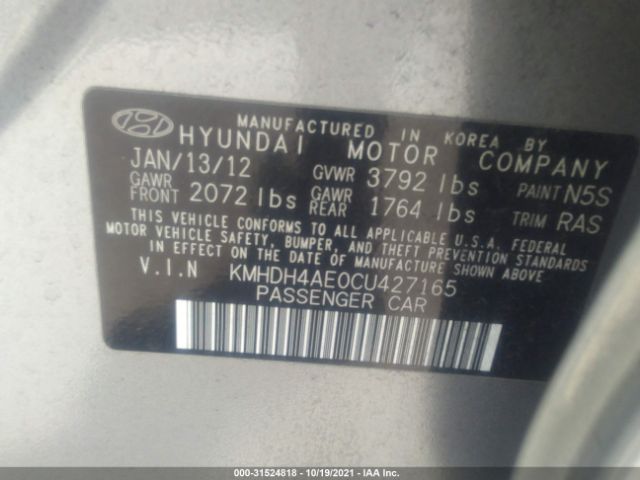 Photo 8 VIN: KMHDH4AE0CU427165 - HYUNDAI ELANTRA 