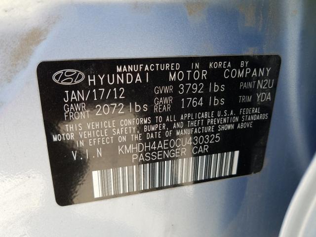 Photo 9 VIN: KMHDH4AE0CU430325 - HYUNDAI ELANTRA GL 