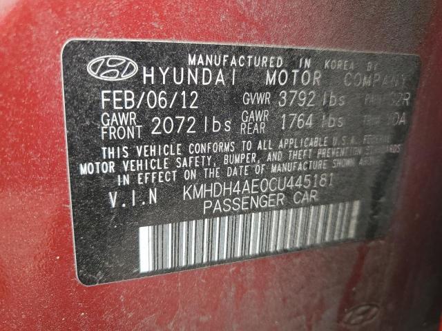 Photo 11 VIN: KMHDH4AE0CU445181 - HYUNDAI ELANTRA 