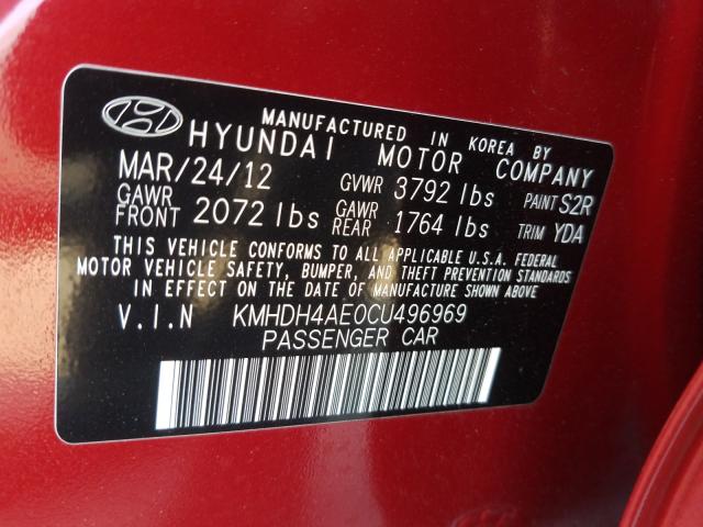 Photo 9 VIN: KMHDH4AE0CU496969 - HYUNDAI ELANTRA GL 