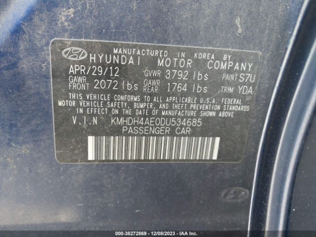 Photo 8 VIN: KMHDH4AE0DU534685 - HYUNDAI ELANTRA 