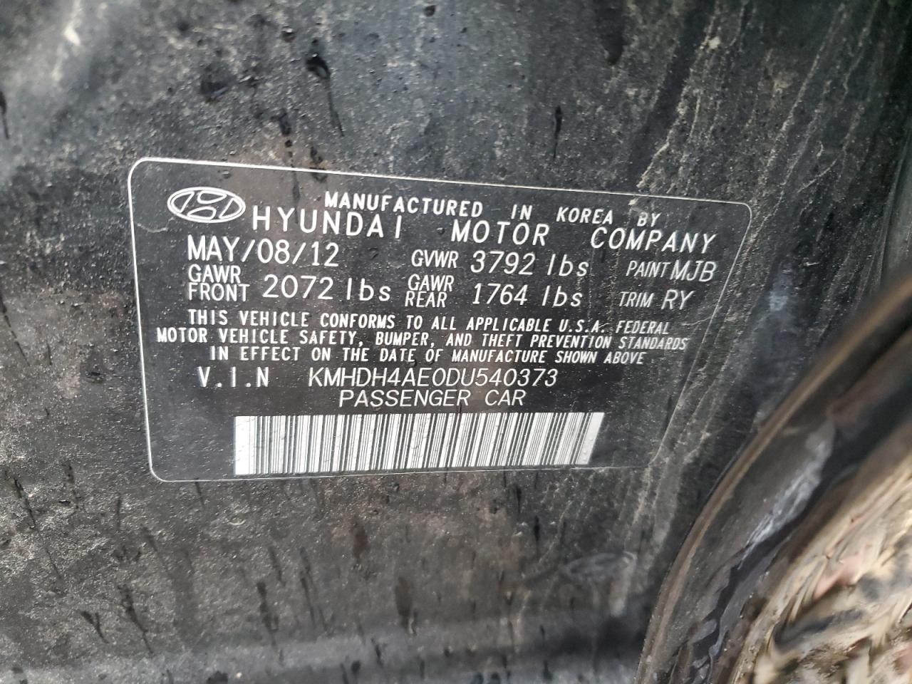 Photo 11 VIN: KMHDH4AE0DU540373 - HYUNDAI ELANTRA 