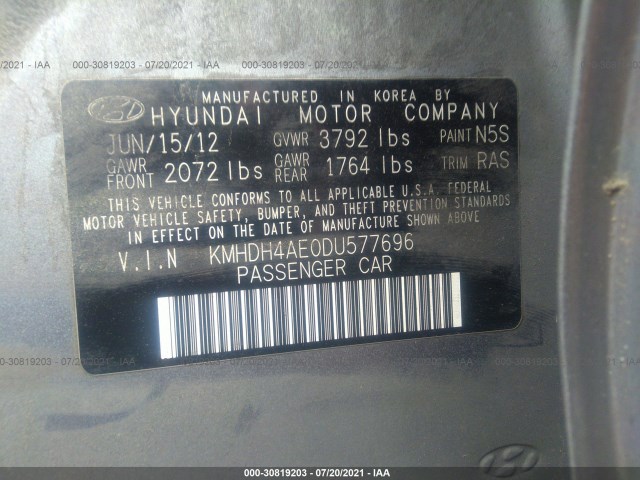 Photo 8 VIN: KMHDH4AE0DU577696 - HYUNDAI ELANTRA 