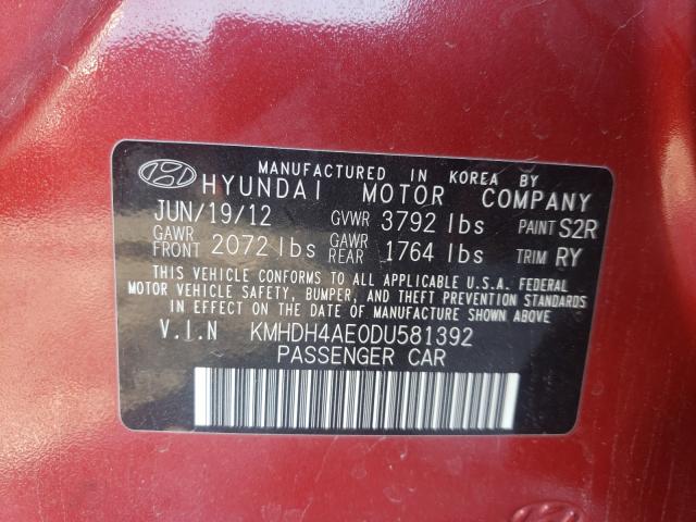 Photo 9 VIN: KMHDH4AE0DU581392 - HYUNDAI ELANTRA GL 