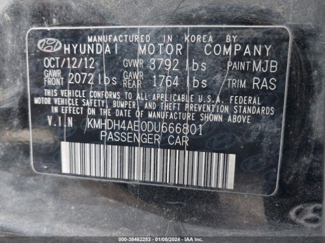 Photo 8 VIN: KMHDH4AE0DU666801 - HYUNDAI ELANTRA 