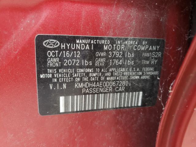 Photo 9 VIN: KMHDH4AE0DU672811 - HYUNDAI ELANTRA GL 