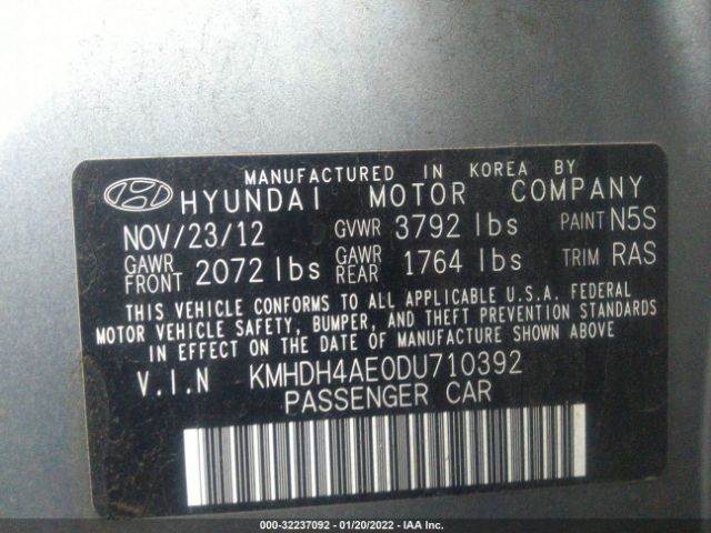 Photo 8 VIN: KMHDH4AE0DU710392 - HYUNDAI ELANTRA 