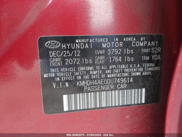 Photo 8 VIN: KMHDH4AE0DU749614 - HYUNDAI ELANTRA 