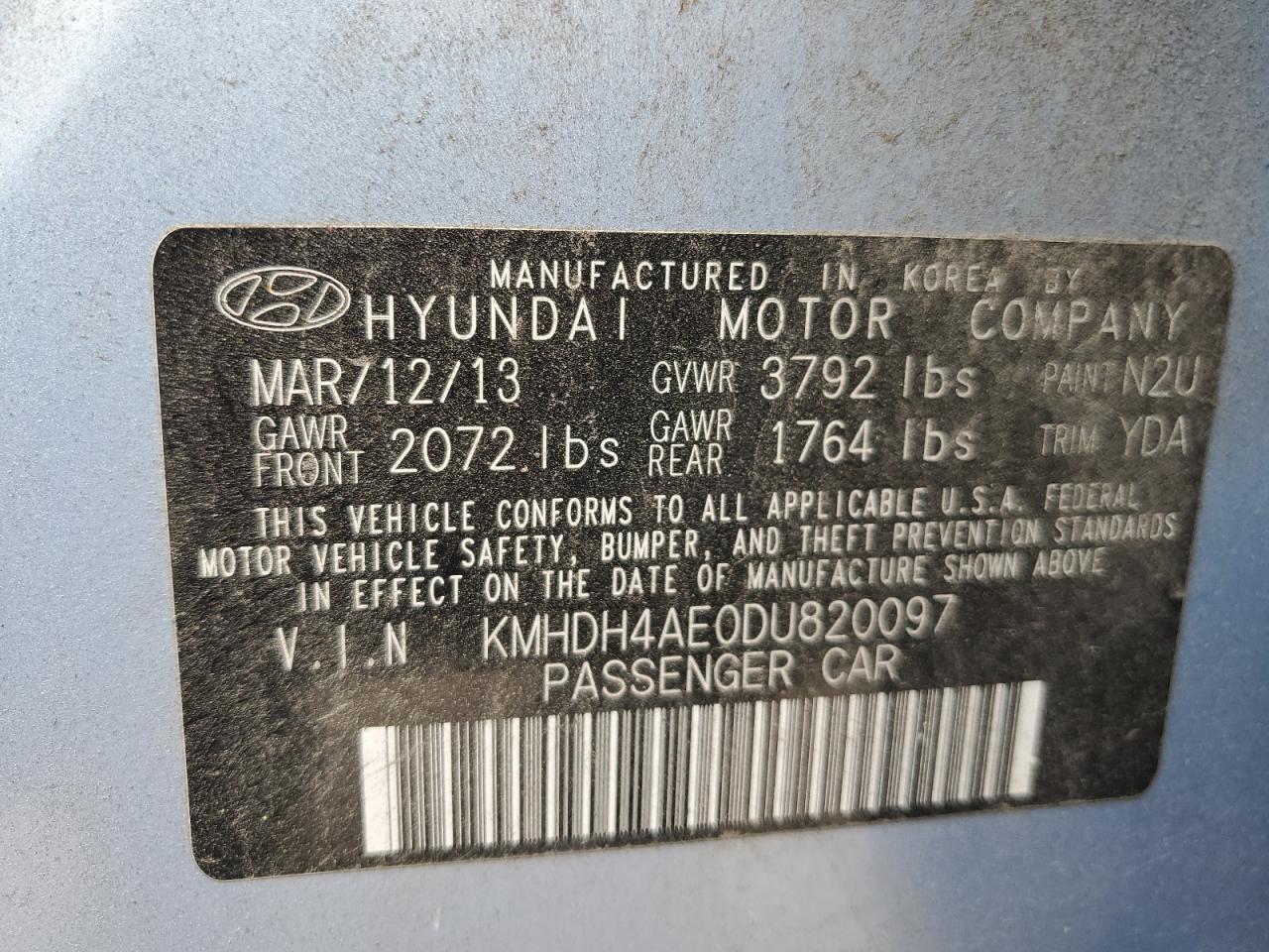 Photo 11 VIN: KMHDH4AE0DU820097 - HYUNDAI ELANTRA 