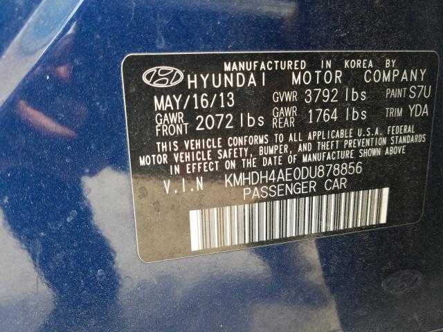 Photo 9 VIN: KMHDH4AE0DU878856 - HYUNDAI ELANTRA GL 