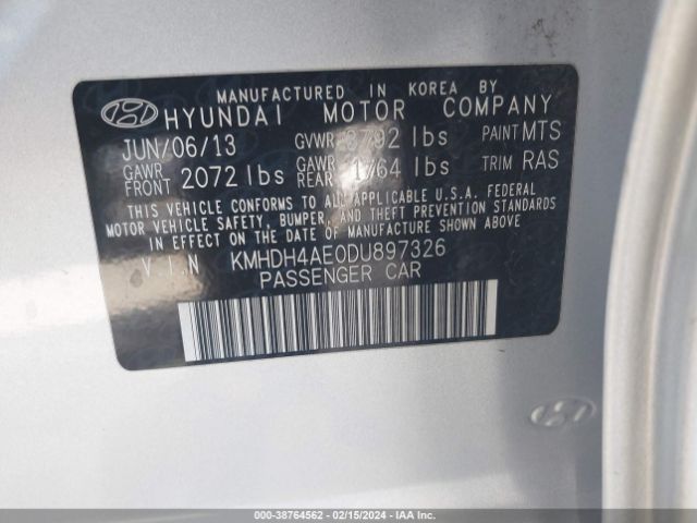 Photo 8 VIN: KMHDH4AE0DU897326 - HYUNDAI ELANTRA 