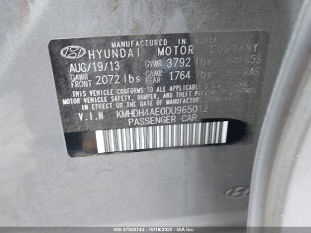 Photo 8 VIN: KMHDH4AE0DU965012 - HYUNDAI ELANTRA 