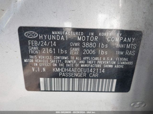 Photo 8 VIN: KMHDH4AE0EU142114 - HYUNDAI ELANTRA 