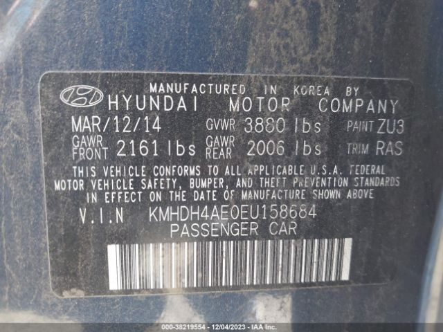 Photo 8 VIN: KMHDH4AE0EU158684 - HYUNDAI ELANTRA 