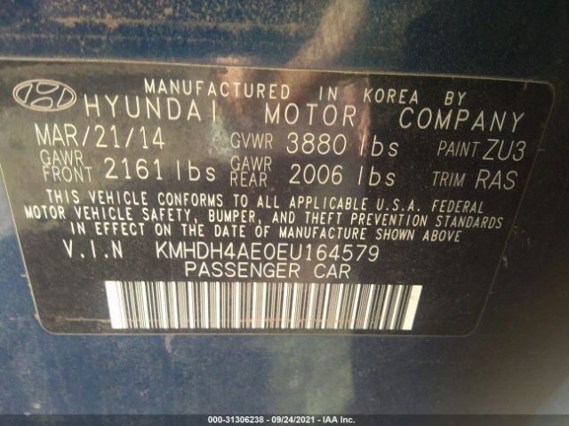 Photo 8 VIN: KMHDH4AE0EU164579 - HYUNDAI ELANTRA 