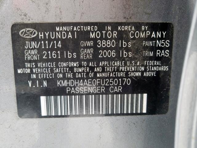 Photo 9 VIN: KMHDH4AE0FU250170 - HYUNDAI ELANTRA SE 