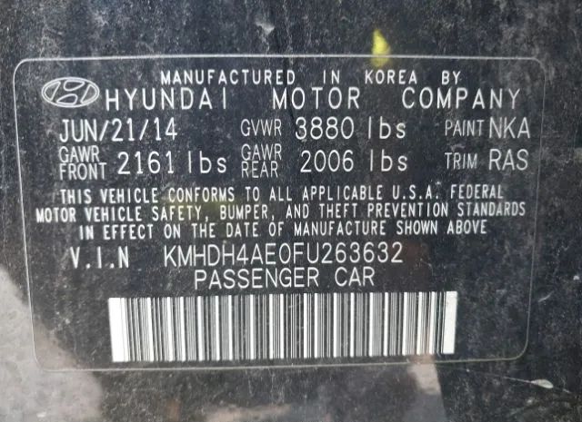 Photo 8 VIN: KMHDH4AE0FU263632 - HYUNDAI ELANTRA 