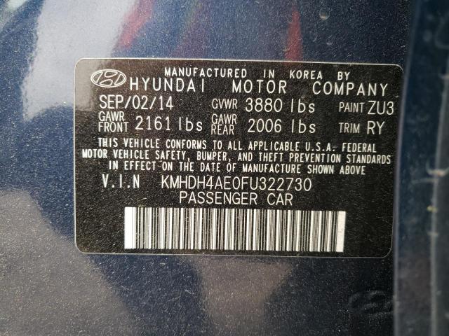 Photo 11 VIN: KMHDH4AE0FU322730 - HYUNDAI ELANTRA 