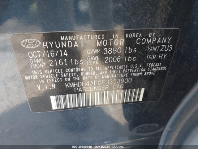 Photo 8 VIN: KMHDH4AE0FU353900 - HYUNDAI ELANTRA 