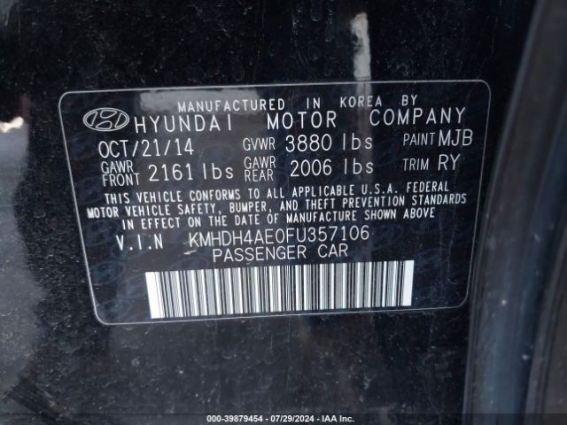 Photo 8 VIN: KMHDH4AE0FU357106 - HYUNDAI ELANTRA 