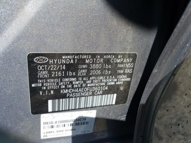 Photo 9 VIN: KMHDH4AE0FU360104 - HYUNDAI ELANTRA SE 