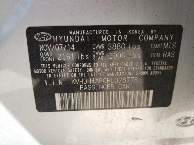 Photo 9 VIN: KMHDH4AE0FU378778 - HYUNDAI ELANTRA SE 