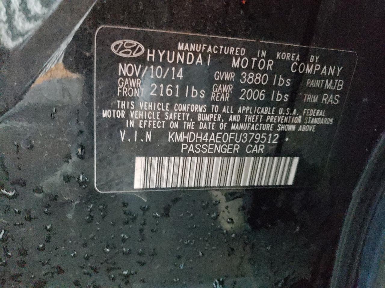 Photo 12 VIN: KMHDH4AE0FU379512 - HYUNDAI ELANTRA 