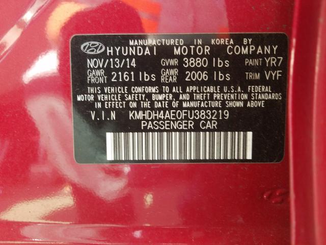 Photo 9 VIN: KMHDH4AE0FU383219 - HYUNDAI ELANTRA SE 