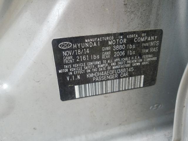 Photo 9 VIN: KMHDH4AE0FU388145 - HYUNDAI ELANTRA SE 