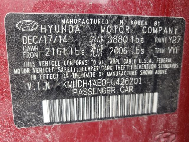 Photo 9 VIN: KMHDH4AE0FU426201 - HYUNDAI ELANTRA SE 