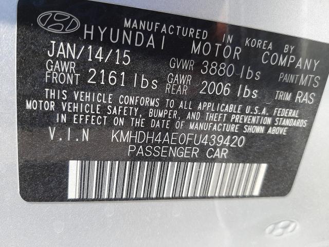 Photo 9 VIN: KMHDH4AE0FU439420 - HYUNDAI ELANTRA SE 