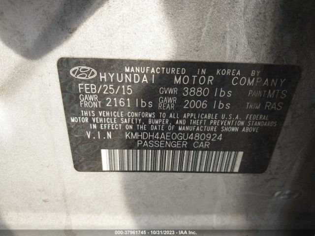 Photo 8 VIN: KMHDH4AE0GU480924 - HYUNDAI ELANTRA 