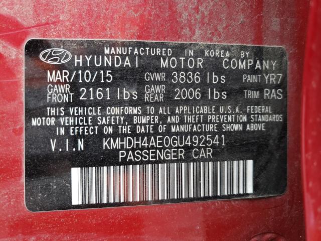 Photo 9 VIN: KMHDH4AE0GU492541 - HYUNDAI ELANTRA SE 