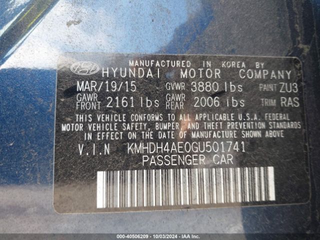 Photo 8 VIN: KMHDH4AE0GU501741 - HYUNDAI ELANTRA 