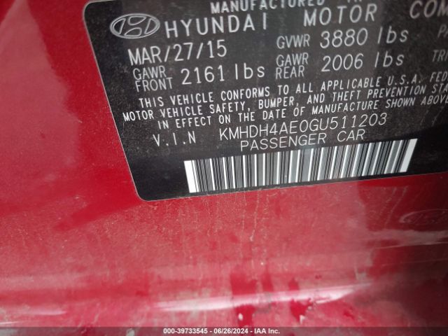 Photo 8 VIN: KMHDH4AE0GU511203 - HYUNDAI ELANTRA 