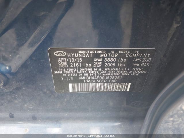 Photo 8 VIN: KMHDH4AE0GU528261 - HYUNDAI ELANTRA 