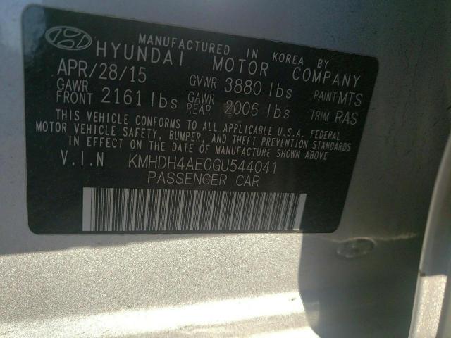 Photo 9 VIN: KMHDH4AE0GU544041 - HYUNDAI ELANTRA SE 