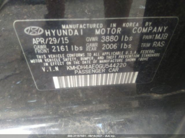 Photo 8 VIN: KMHDH4AE0GU544220 - HYUNDAI ELANTRA 