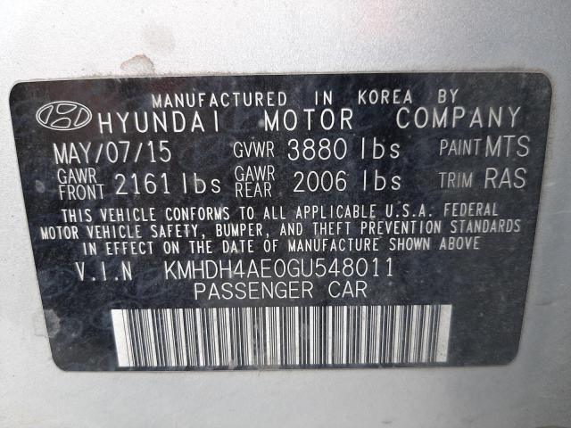 Photo 9 VIN: KMHDH4AE0GU548011 - HYUNDAI ELANTRA SE 