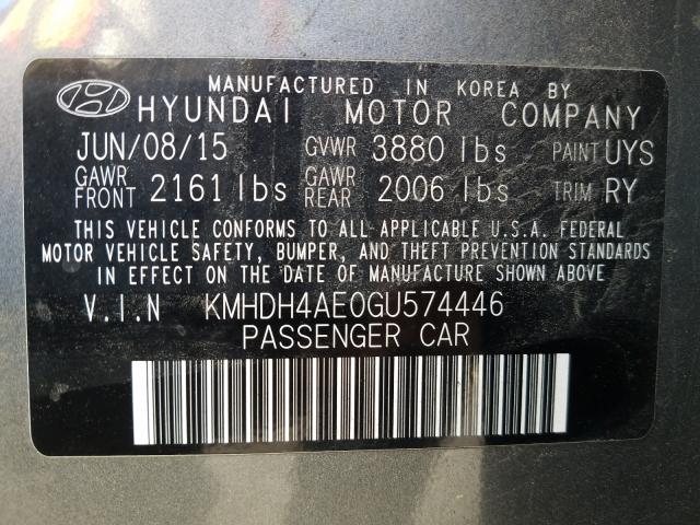 Photo 9 VIN: KMHDH4AE0GU574446 - HYUNDAI ELANTRA SE 