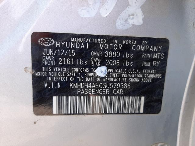 Photo 9 VIN: KMHDH4AE0GU579386 - HYUNDAI ELANTRA SE 