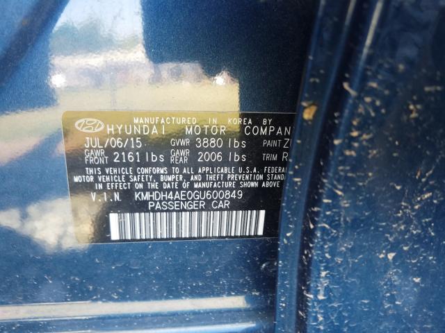 Photo 9 VIN: KMHDH4AE0GU600849 - HYUNDAI ELANTRA SE 