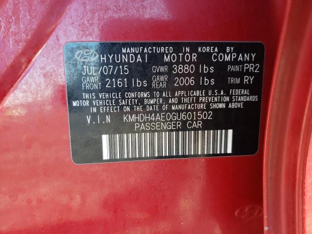 Photo 12 VIN: KMHDH4AE0GU601502 - HYUNDAI ELANTRA 