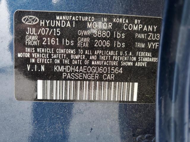 Photo 11 VIN: KMHDH4AE0GU601564 - HYUNDAI ELANTRA SE 