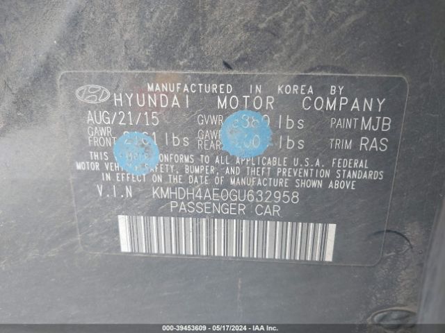 Photo 8 VIN: KMHDH4AE0GU632958 - HYUNDAI ELANTRA 