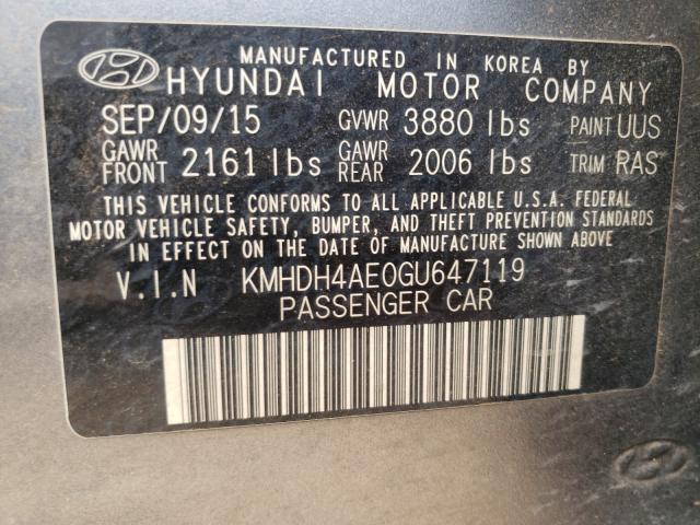 Photo 9 VIN: KMHDH4AE0GU647119 - HYUNDAI ELANTRA SE 