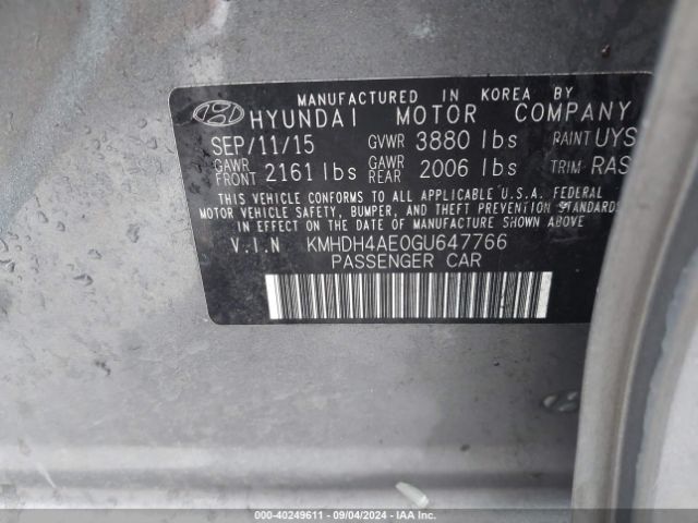 Photo 8 VIN: KMHDH4AE0GU647766 - HYUNDAI ELANTRA 