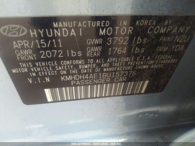 Photo 8 VIN: KMHDH4AE1BU157376 - HYUNDAI ELANTRA 