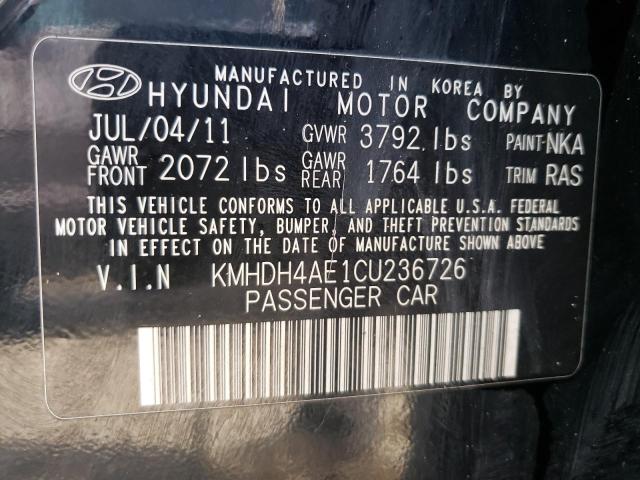 Photo 9 VIN: KMHDH4AE1CU236726 - HYUNDAI ELANTRA GL 