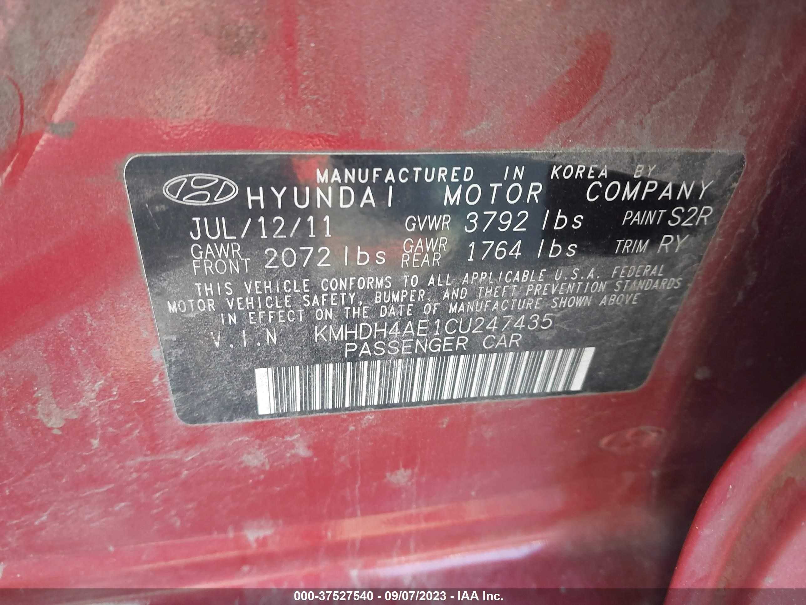 Photo 8 VIN: KMHDH4AE1CU247435 - HYUNDAI ELANTRA 